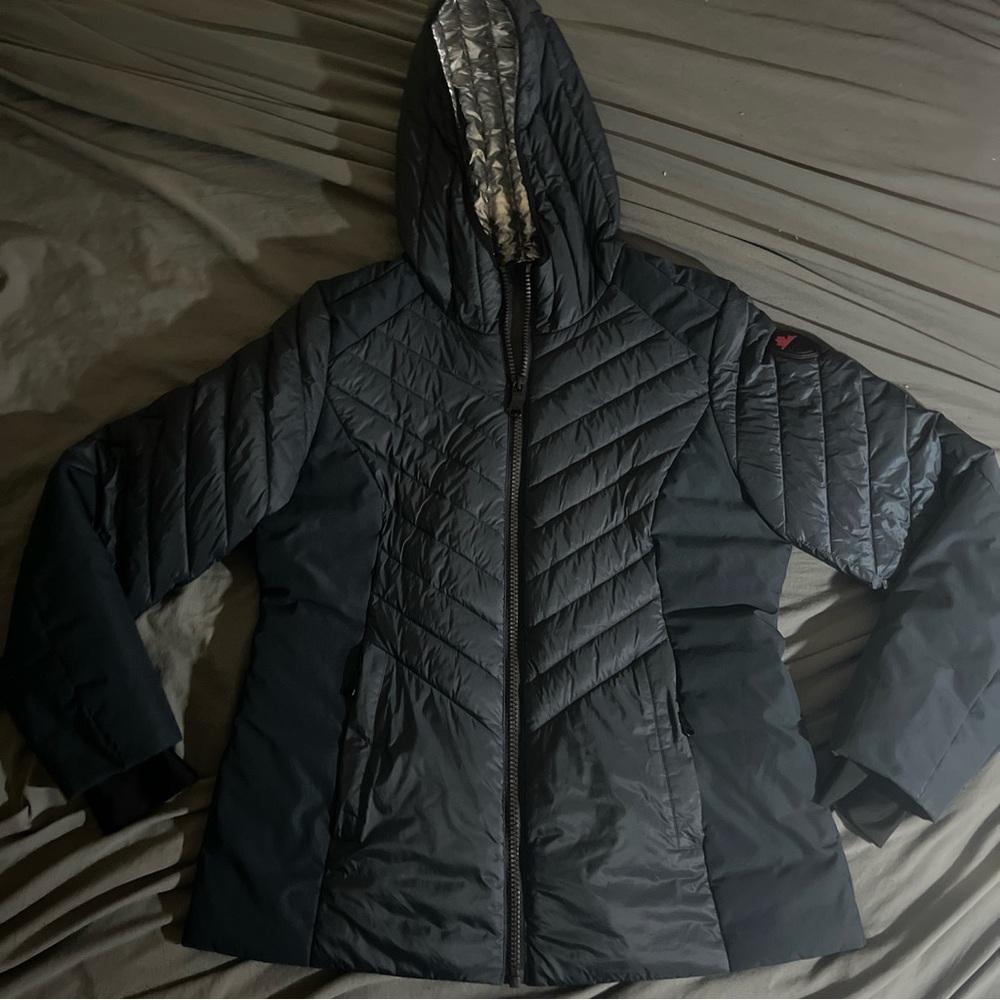 PAJAR black Women's Colette Hooded Down Jacket, Size XL Navy Blue